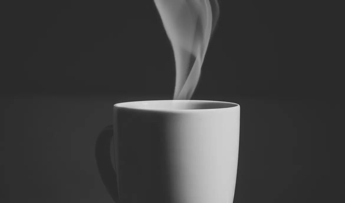 A cup of steaming coffee